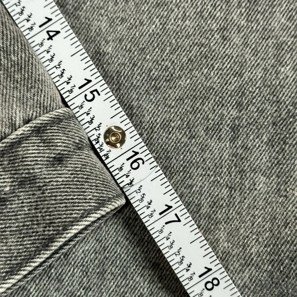 Whipp Oversized Denim Jacket Men's/Unisex L Gray‎ Wash 1/2 Sleeves Hip Hop Long